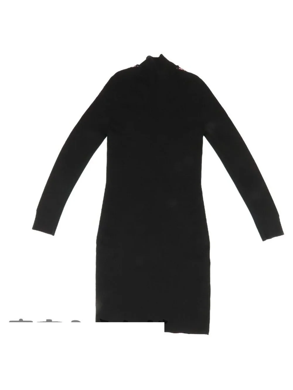 Chanel Knit Dress Black Pink Wool Polyester Polyamide Elastane Half Zip 36